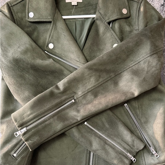 New NWT Loft Moto Jacket Green khaki Medium M - Picture 4 of 7